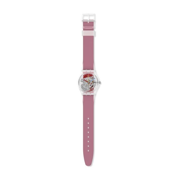 Swatch ge292 Clearly Red Striped Red Rubber Strap2